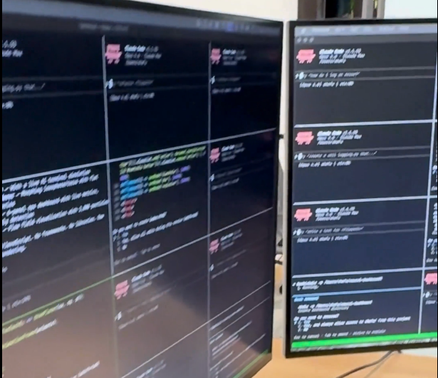 Multiple screens showing multiple instances of Claude Code running.